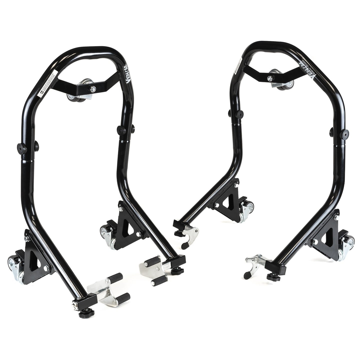 Venom Motorcycle Front Fork and Back Spool Dual Lift Stands with Dolly Wheels, Black, Compatible with 1999-2021 Yamaha YZF - R6