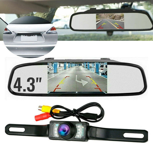 Vehicle Behind Perspective Reverse Dark Vision 4.3in Backup Camcorder Mirror Parking System Kit