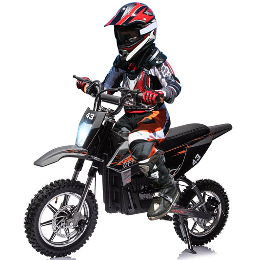 WPOND 36V Kids Electric Dirt Bike,15.5MPH Kids Electric Motorcycle W/ 350W Brushless Motor£¬LED lights, Air-Filled Tires, Leather Seat,Disc Brake,Max Load 175 Lbs,for Kids Ages 14+ Teenagers, Black