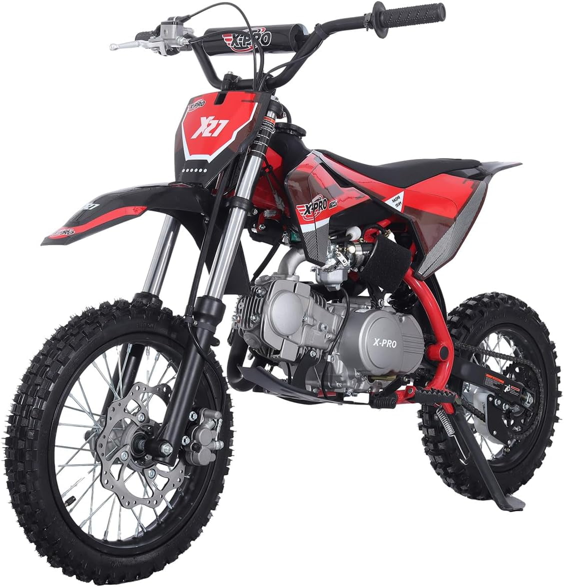 X-Pro Brand New 125cc Gas Pit Dirt Bike, 4-Speed Semi-Automatic Kick Start 14/12 Tires