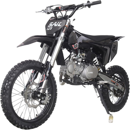 X-Pro Brand New Sail 125cc Dirt Bike with 4-Speed Manual Transmission Kick Start, Big 17/14 Tires!