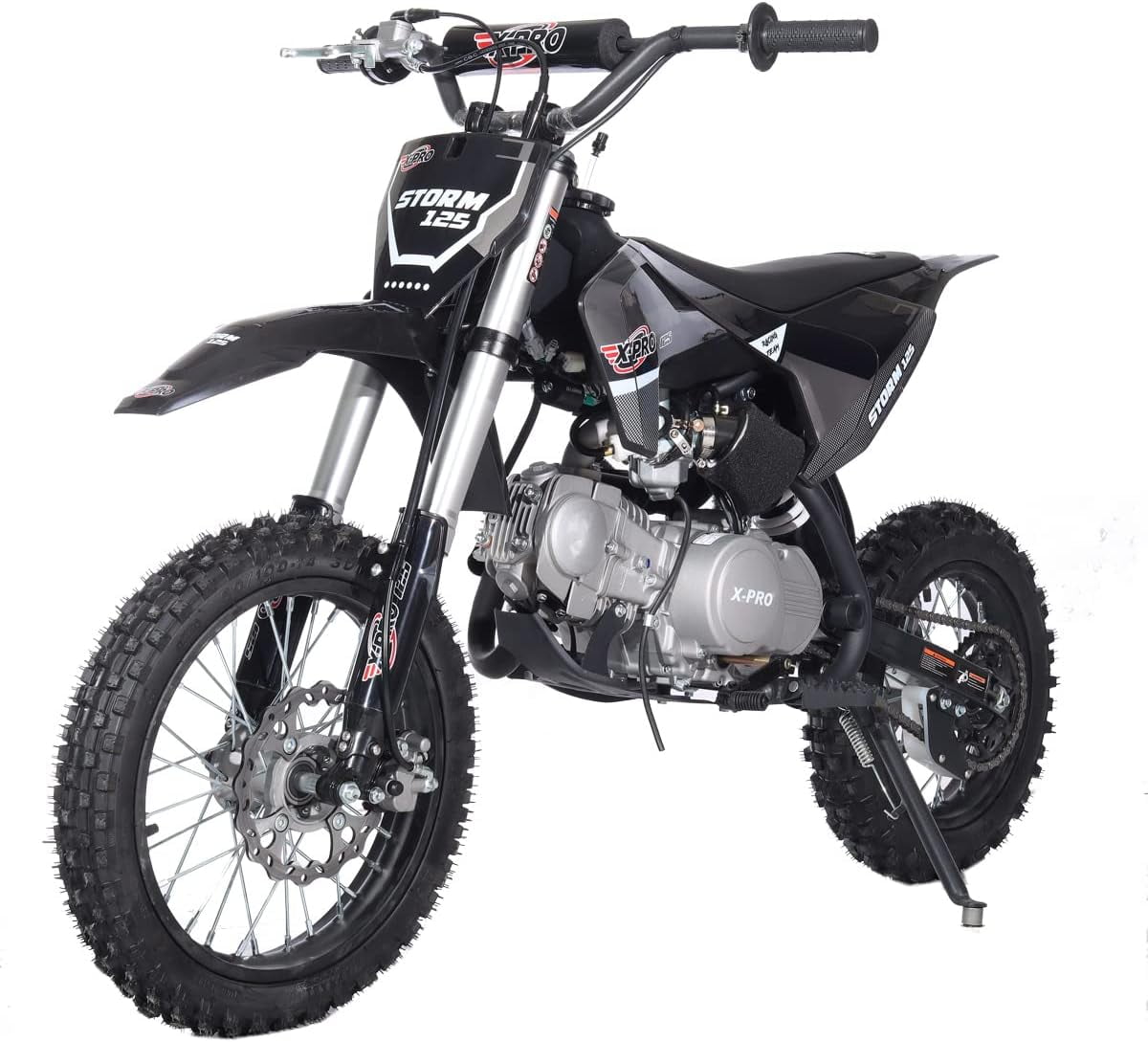 X-Pro Brand New Storm 125cc Dirt Bike with 4-Speed Semi-Auto Transmission, Kick Start, Big 14/12 Tires!