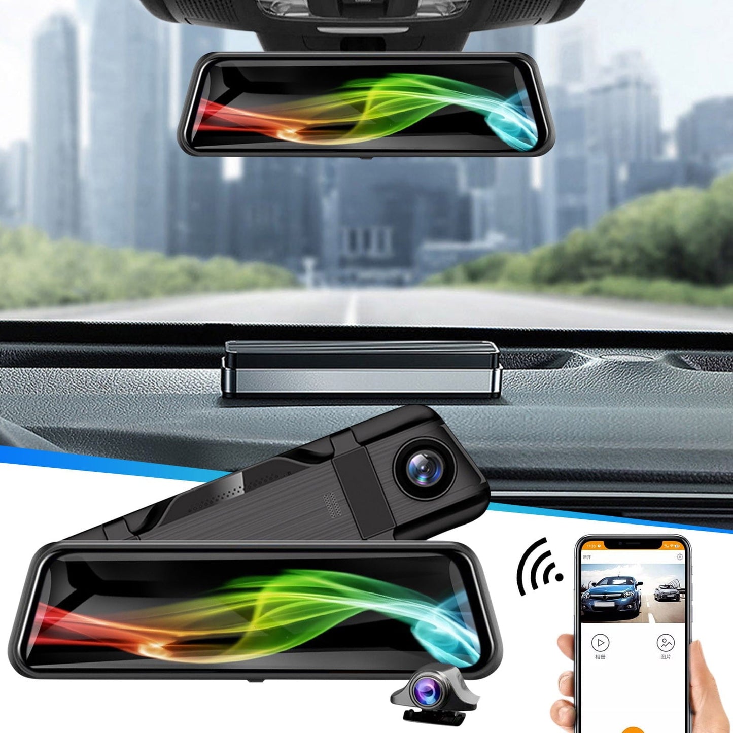 YaChu Wireless Screen For Automobile With Android Auto 10 Inch Automobile Stereo 4K HD 1080p Backup Camcorder Driving Recorder