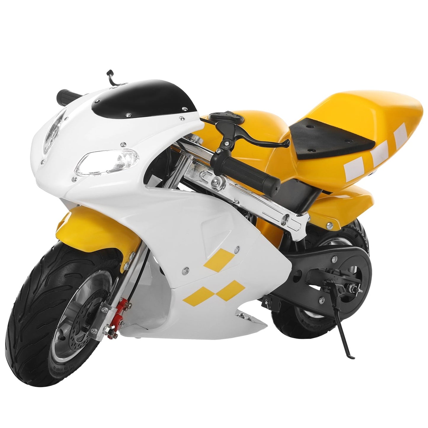 Yesbay 49cc 2 Stroke Pocket Bike, Mini Motorcycle for Kids, Gas Pocket Motorbike with Strong Dual Brake, Racing Max Speed 20Mph, Dual Headlights